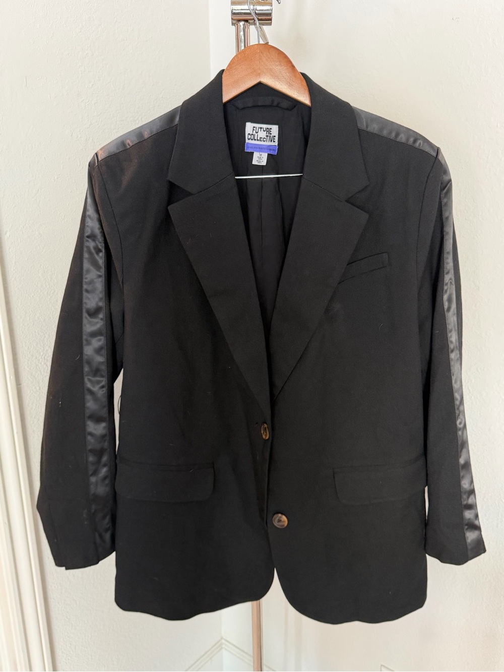 Future Collective Women's Black Blazer with Satin Trim